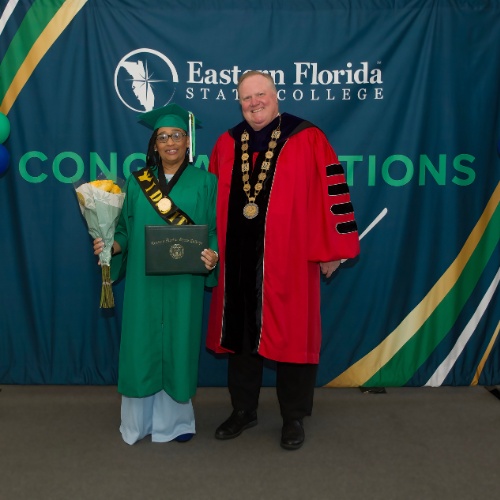 Natalie Washington posing in a photo with EFSC President, Dr. Richey.