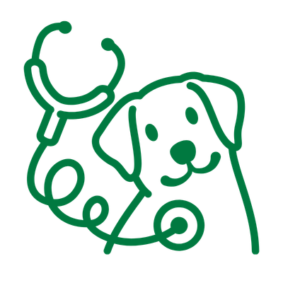 A drawing of a dog with a stethoscope