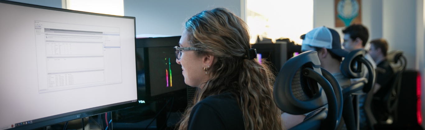 A student sits in front of a computer